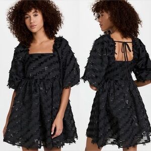 Munthe‎ Niche Fringed Black Babydoll Dress Sz 42